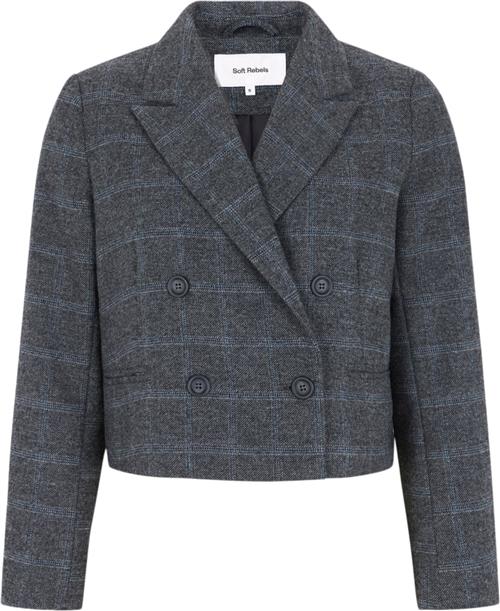 Se Soft Rebels Srannie Blazer Kvinde Checked Grey Melange Blazere Str XS - Uld hos Magasin ved Magasin