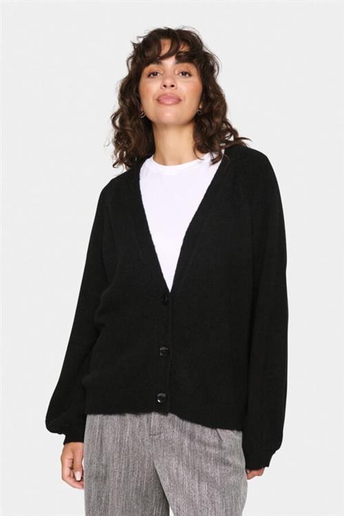 Saint Tropez Garbiesz Cardigan Kvinde Black Cardigans Loose Fit Str L - hos Magasin