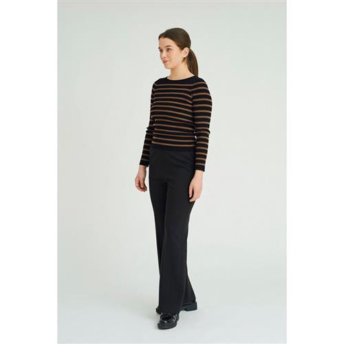 Se A-VIEW Lana rib Stripe Blouse Kvinde Black/brown Sweaters Str XL - hos Magasin ved Magasin