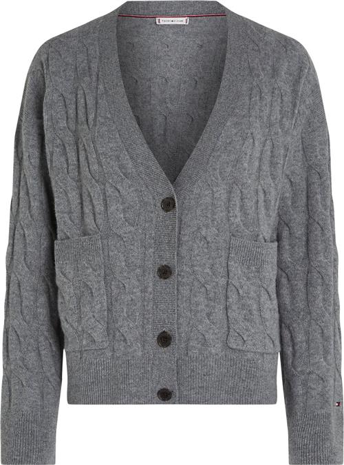 Tommy Hilfiger Soft Wool Cable VNK LS Cardi Kvinde Medium Heather Grey Cardigans Str M - hos Magasin