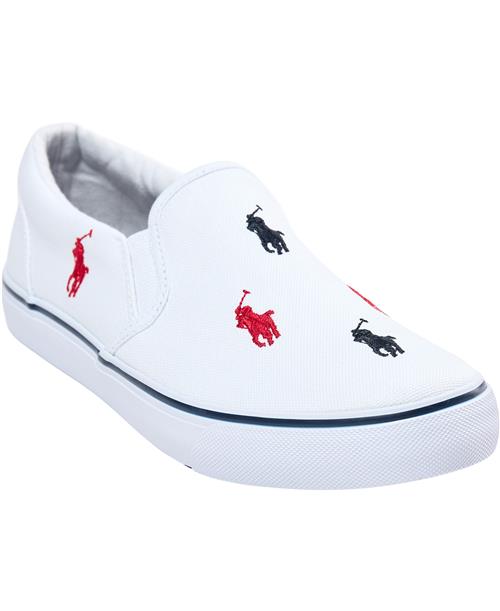 Se Polo Ralph Lauren Keaton Slip ON White / Navy / Re Sneakers Str 40 - hos Magasin ved Magasin