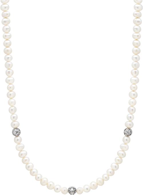 Se Nialaya Mini Pearl Choker With Silver Logo Balls 20 INCHES / 50 CM - Halskæder Stål hos Magasin ved Magasin