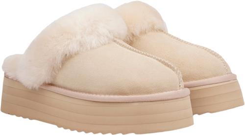 Lovelies Robson Silk COW Suede Mules With Shearling Kvinde Moonlight Hjemmesko Str 41 - Læder hos Magasin