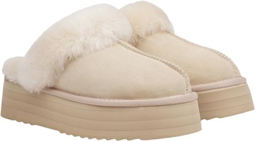 Lovelies Robson Silk COW Suede Mules With Shearling Kvinde Moonlight Hjemmesko Str 38 - Læder hos Magasin