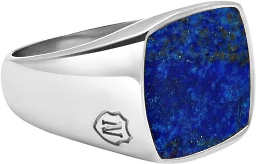 Nialaya Men's Stainless Steel Signet Ring With Blue Lapis 10 - Ringe hos Magasin