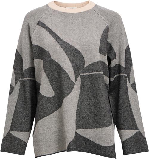 Object Objsif LO L/S Knit Pullover DIV Kvinde Medium Grey Melange/dgm Graphic Toppe Str XS - hos Magasin