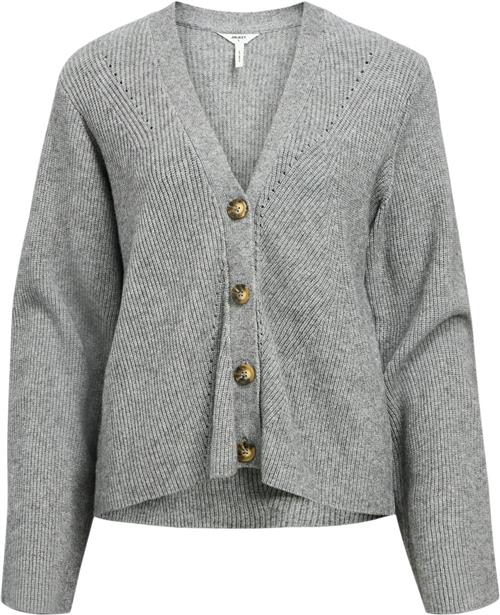 Se Object Objditte RE L/S Knit Cardigan Noos Kvinde Medium Grey Melange Cardigans Str S - hos Magasin ved Magasin