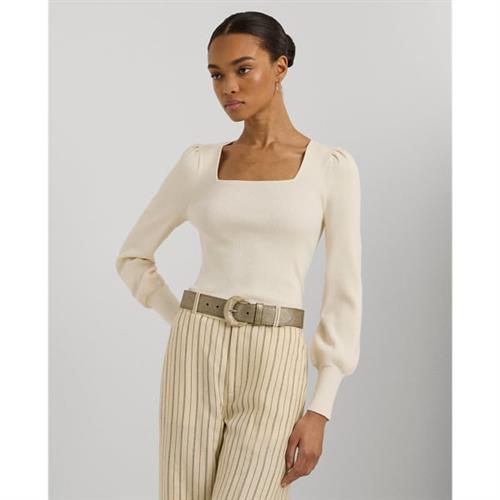 Lauren Ralph Lauren Cotton Modal/nylonls Sweater Kvinde Mascarpone Cream Sweaters Str L - hos Magasin