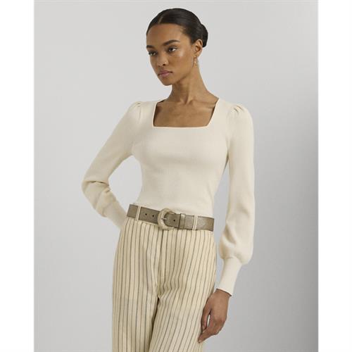 Lauren Ralph Lauren Cotton Modal/nylonls Sweater Kvinde Mascarpone Cream Sweaters Str M - hos Magasin