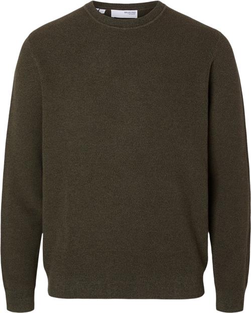 Selected Homme Slhross LS Knit Structure Crew Neck Mand Forest Night/rain Forest Twist Sweaters Str XL - hos Magasin