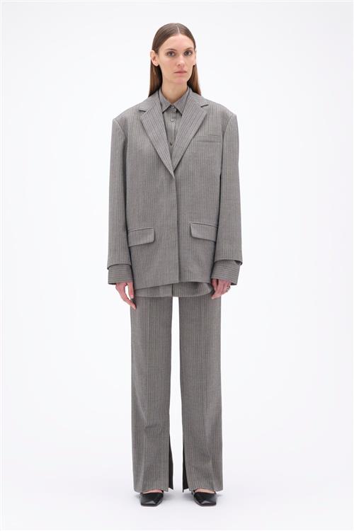 REMAIN Herringbone Blazer Kvinde Brushed Nickel Comb. Blazere Str 40 - hos Magasin