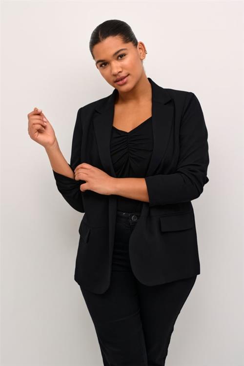 Se Kaffe Curve Kcsakira Blazer Kvinde Black Deep Blazere Tight Fit Str 44 - hos Magasin ved Magasin