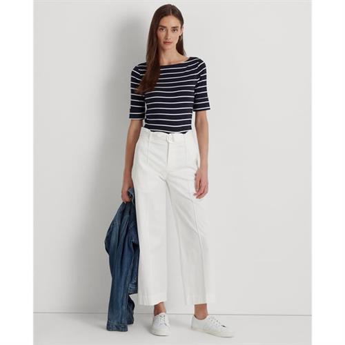 Se Lauren Ralph Lauren Striped Boatneck Top Kvinde Navy/hvid Kortærmede T-shirts Str XS - hos Magasin ved Magasin