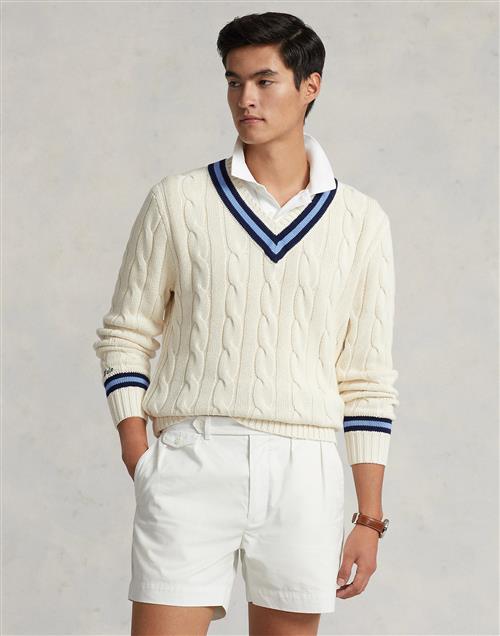 Polo Ralph Lauren 1/45 Cotton-lsl-plo Mand Cream W/ Navy Stripe Sweaters Str S - Bomuld hos Magasin