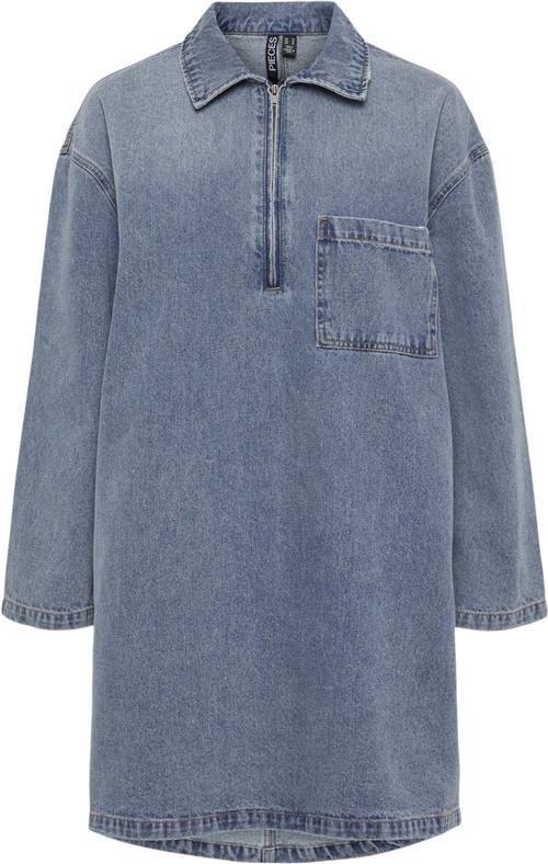 Pieces Pcrene LS Denim Dress Kvinde Blå Korte Kjoler Str S Denim - hos Magasin