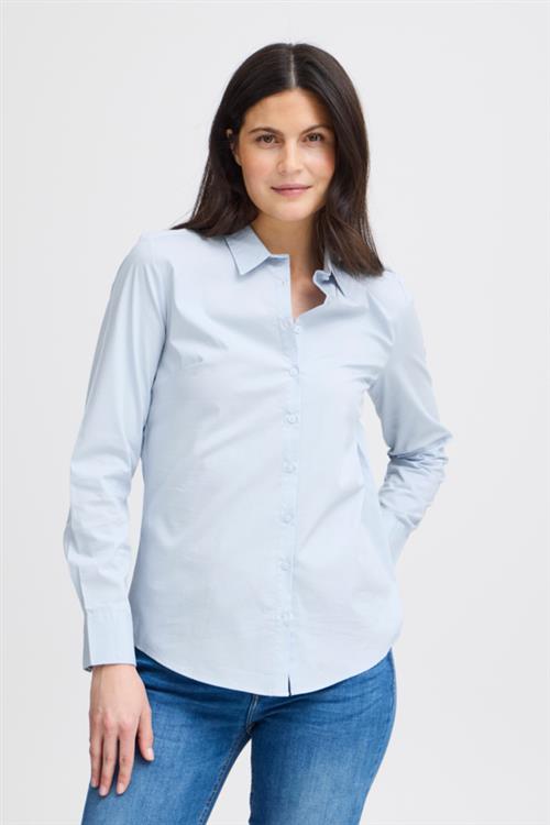 Se Fransa Zashirt 1 Shirt Solid Kvinde Cashmere Blue Langærmede Skjorter Regular Fit Str L - hos Magasin ved Magasin