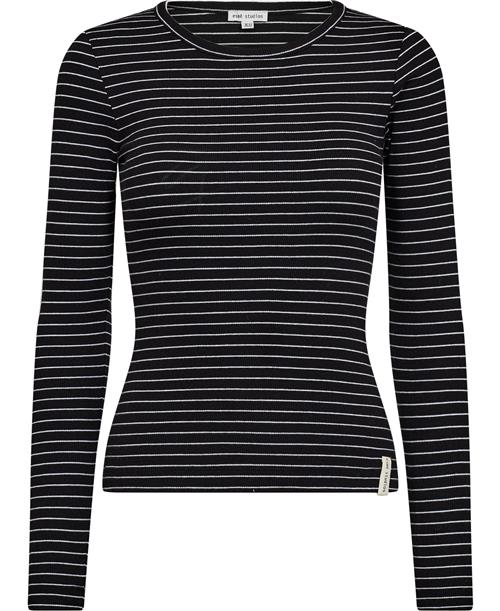 esmé studios Esblossom Stripe LS Top Gots Kvinde Black Kortærmede T-shirts Str L - Bomuld hos Magasin