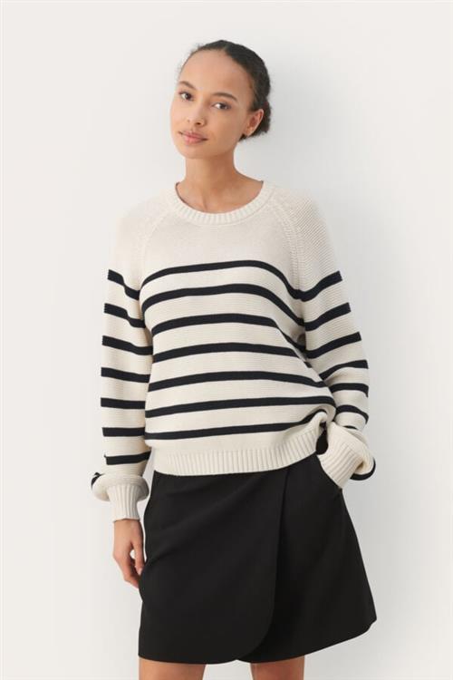 Se Part Two Sayapw PU Kvinde Dark Navy Stripe Sweaters Regular Fit Str XL - hos Magasin ved Magasin