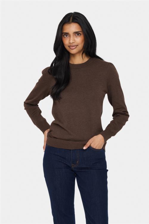 Se Saint Tropez Milasz Pullover Kvinde Dark Oak Melange Sweaters Regular Fit Str XXL - hos Magasin ved Magasin