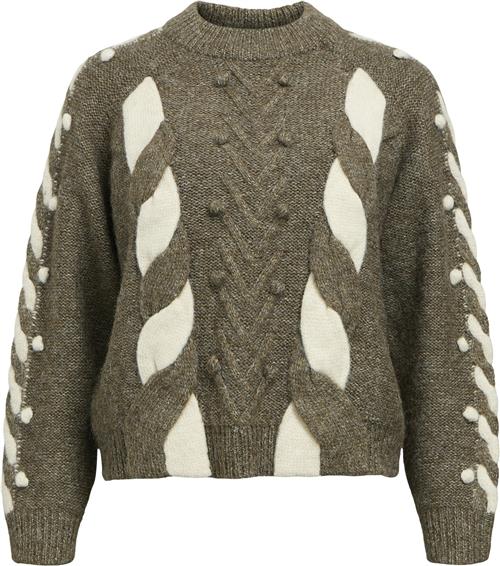 Object Objravi RE L/S Knit Pullover CC1 AW Kvinde Morel/mel. + White Sand Contrast Toppe Str XL - hos Magasin