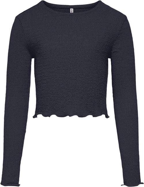 ONLY Kogemma Structure L/S TOP FF JRS Str 134/140 - Blå Langærmede T-shirts hos Magasin