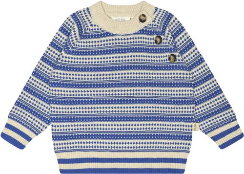 PETIT PIAO Oneck Light Nordic Knit Sweater Kvinde Off White/deep Co Sweaters Str 92 cm - Bomuld hos Magasin