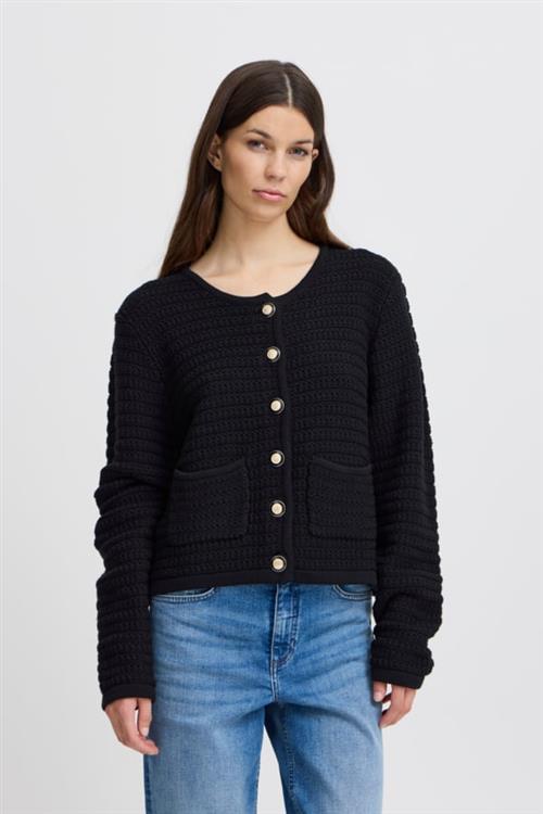 Se ICHI Ihbeccas CA Kvinde Black Cardigans Regular Fit Str L - hos Magasin ved Magasin