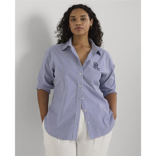 Lauren Ralph Lauren 50S STR Pure Pressshirt Kvinde Blue/white Langærmede Skjorter Str 1X - hos Magasin