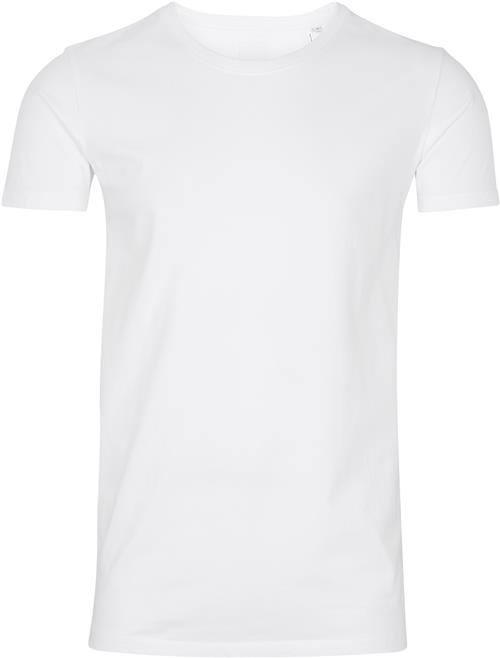 Se Lindbergh Mens Stretch Crew Neck tee S/S Mand Hvid Kortærmede T-shirts Slim Fit Str S - hos Magasin ved Magasin