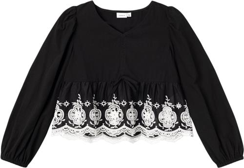 Name It Nkforeana LS Short Blouse Str 134/140 - Blå Bluser hos Magasin