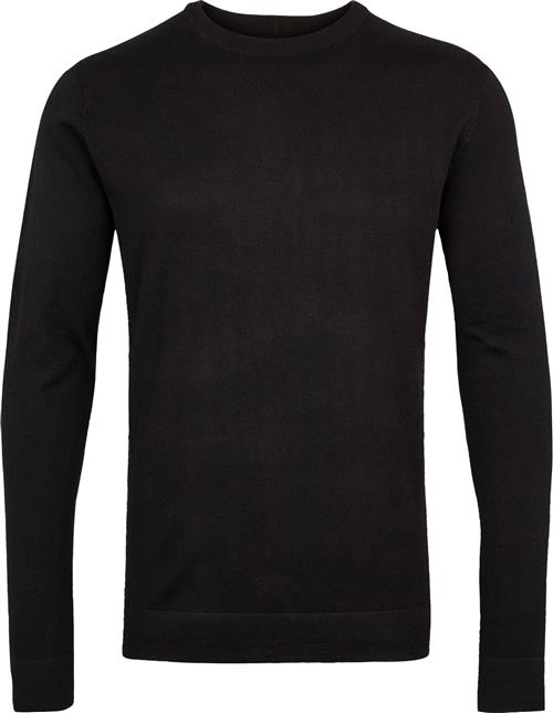 Se Lindbergh Merino Strik med Rund Hals Mand Black Sweaters Slim Fit Str S Merino - hos Magasin ved Magasin