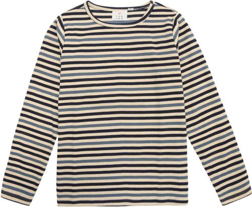 The New Tnlena L_S Rib Tee Str 98-104 cm/3-4 år - Navy Blazer Langærmede T-shirts Bomuld hos Magasin