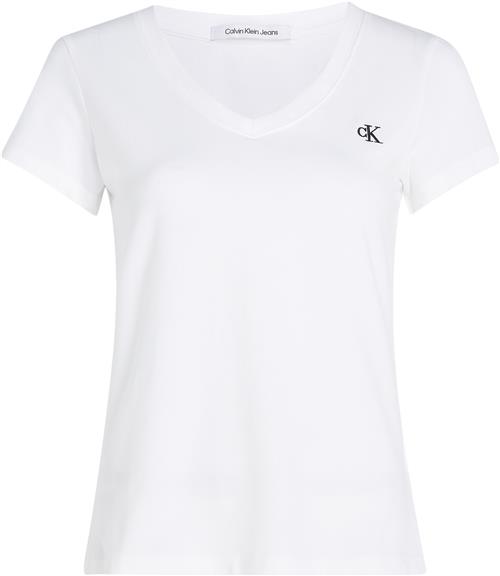 Calvin Klein CK Embroidery Stretch Vneck Kvinde Yaf Kortærmede T-shirts Str L - hos Magasin