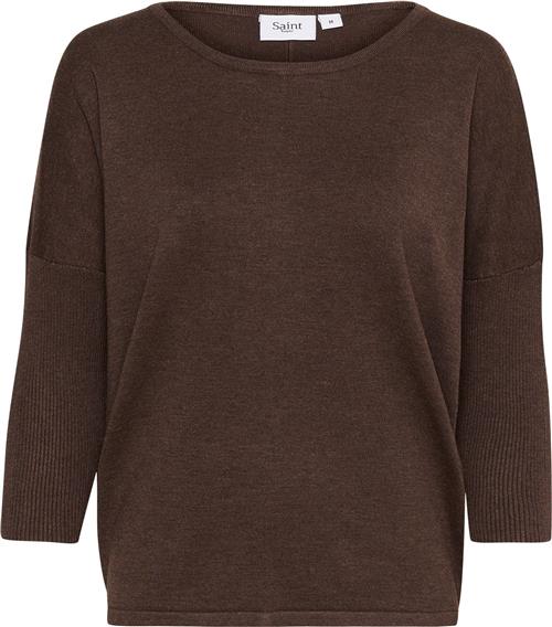 Se Saint Tropez A2561, Milasz Rneck Pullover Kvinde Dark Oak Melange Sweaters Casual Fit Str XXL - hos Magasin ved Magasin