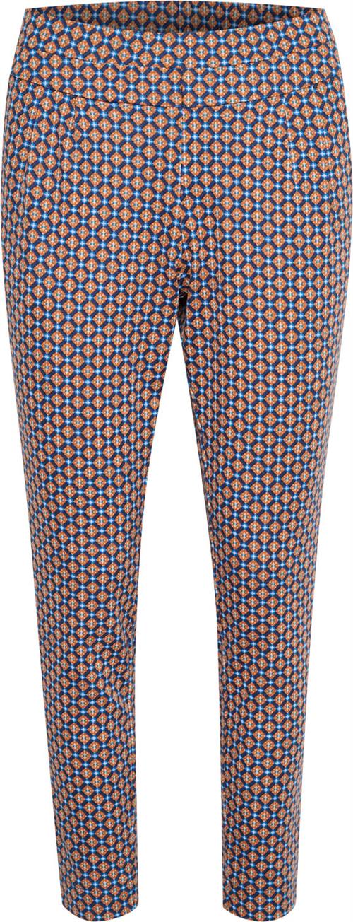 Cream Cranett Pants Kvinde Sodalite Geometric Blue Bukser Med Smalle Ben Str L - hos Magasin