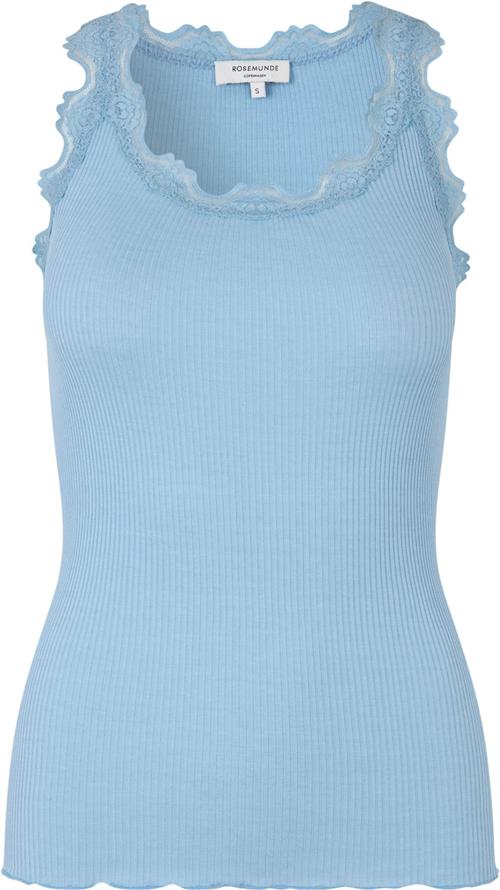 Rosemunde Silk top w/ Lace Kvinde Heaven Blue Toppe Str S - hos Magasin