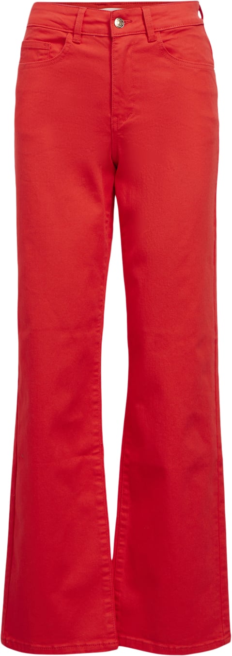 Se Object Objmarina MW Twill Jeans Noos Kvinde Flame Scarlet/col Flared Jeans Loose Fit Str S - hos Magasin ved Magasin