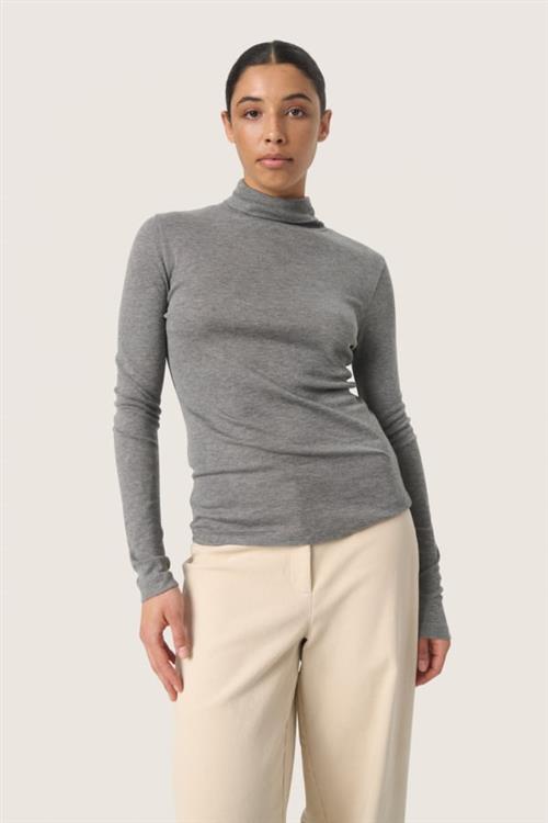 Se Soaked in Luxury Slfauna Rollneck Kvinde Grey Melange Toppe Slim Fit Str S - hos Magasin ved Magasin