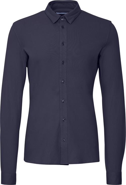 Casual Friday Cfarthur LS BU Jersey Piquet Shirt Kvinde Dark Navy Skjorter Slim Fit Str S - hos Magasin