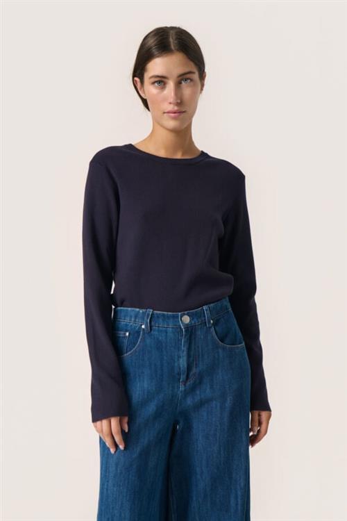 Se Soaked in Luxury Slpina Pullover LS Kvinde Night Sky Sweaters Regular Fit Str XL - hos Magasin ved Magasin