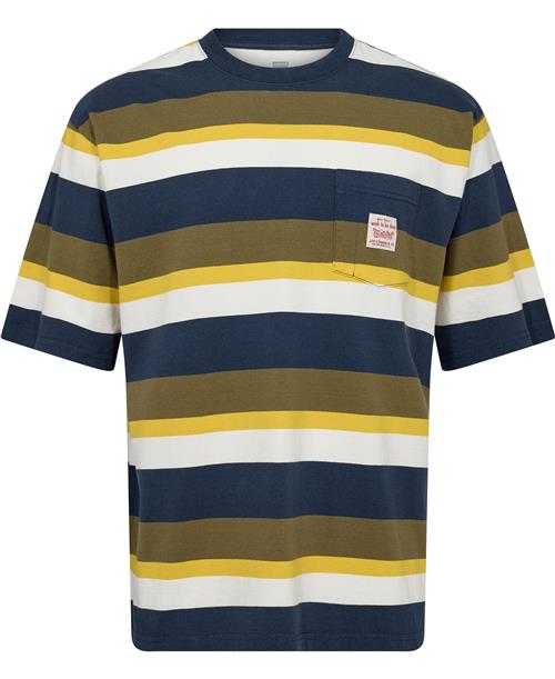 Levi's SS Workwear TEE Blocking Strip Mand Blå Kortærmede T-shirts Loose Fit Str XL - Bomuld hos Magasin