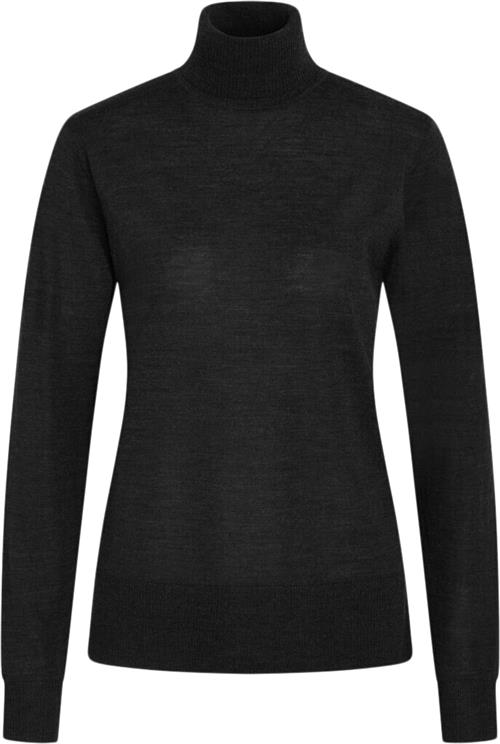 Bruuns Bazaar Charlenebbroll Neck Knit Kvinde Black Sweaters Str L - hos Magasin