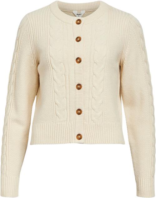 Se Object Objdoris RE L/S Knit Cardigan Noos Kvinde Sandshell/melange Cardigans Str S - hos Magasin ved Magasin