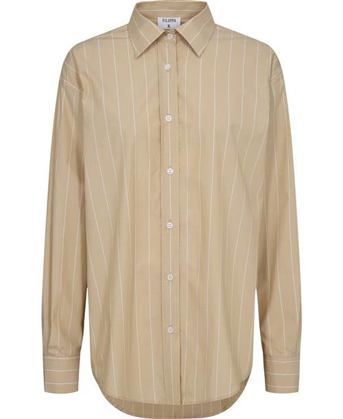 Filippa K Stripe Poplin Shirt Kvinde Dark Yello Langærmede Skjorter Str 34 - hos Magasin