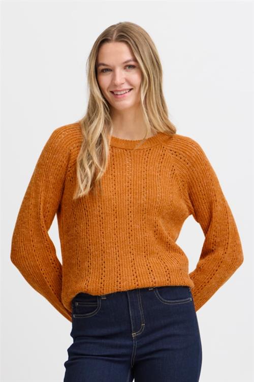 Fransa Freretta PU 6 Kvinde Desert Sun Melange Sweaters Regular Fit Str S - hos Magasin