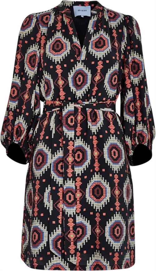 Minus Mscora Short Dress Kvinde Madder Brown Print Korte Kjoler Str 44 - hos Magasin