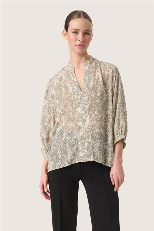 Soaked in Luxury Slosaka Amily Blouse Kvinde Shadow Drop Print Langærmede Bluser Loose Fit Str S - hos Magasin