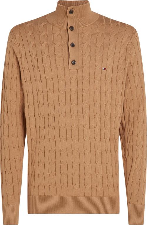 Tommy Hilfiger Classic Cotton Cable Bttn Mock Mand Safari Canvas Sweaters Str XL - hos Magasin