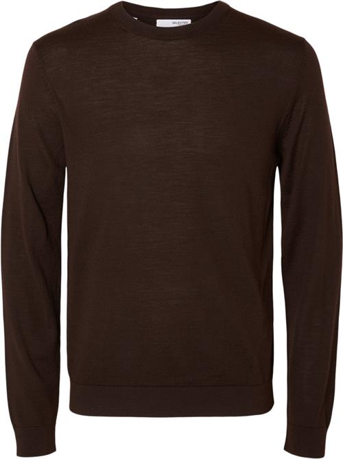 Selected Homme Slhtray LS Knit Merino Crew Neck NO Mand Chocolate Torte Sweaters Regular Fit Str XL Merino - hos Magasin