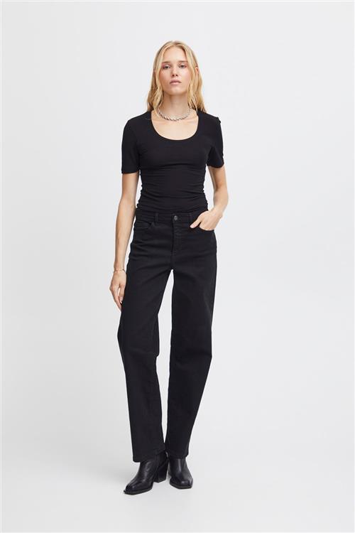 ICHI Ihtwiggy Straight Long Kvinde Black Straight Jeans Loose Fit Str 30/32 - hos Magasin